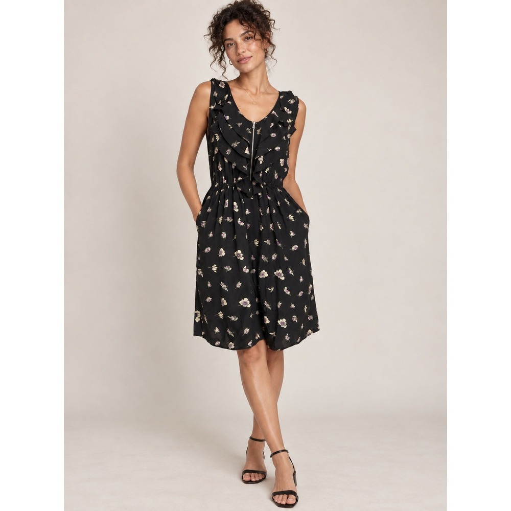 Rebecca Taylor Silk Floral Ruffle Romantic Quiet Feminine  Dress 4